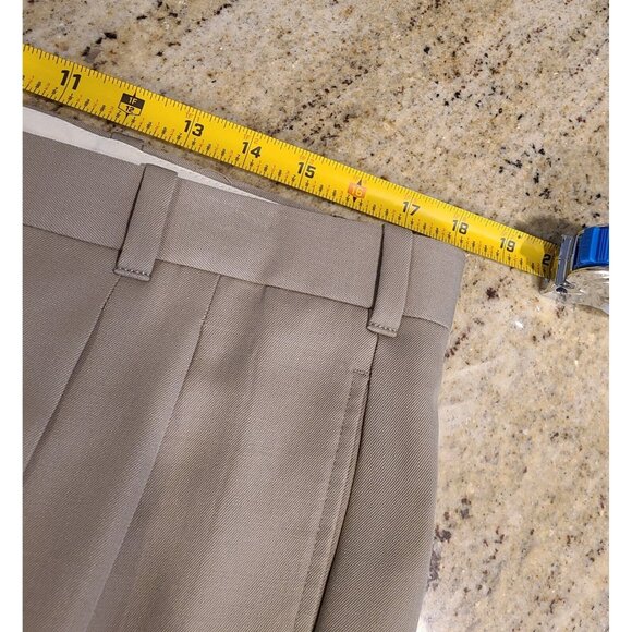 LL Bean Wool Pants Dress Trousers Mens 36x28 Taupe Brown Straight Pleated Canada - Picture 3 of 13